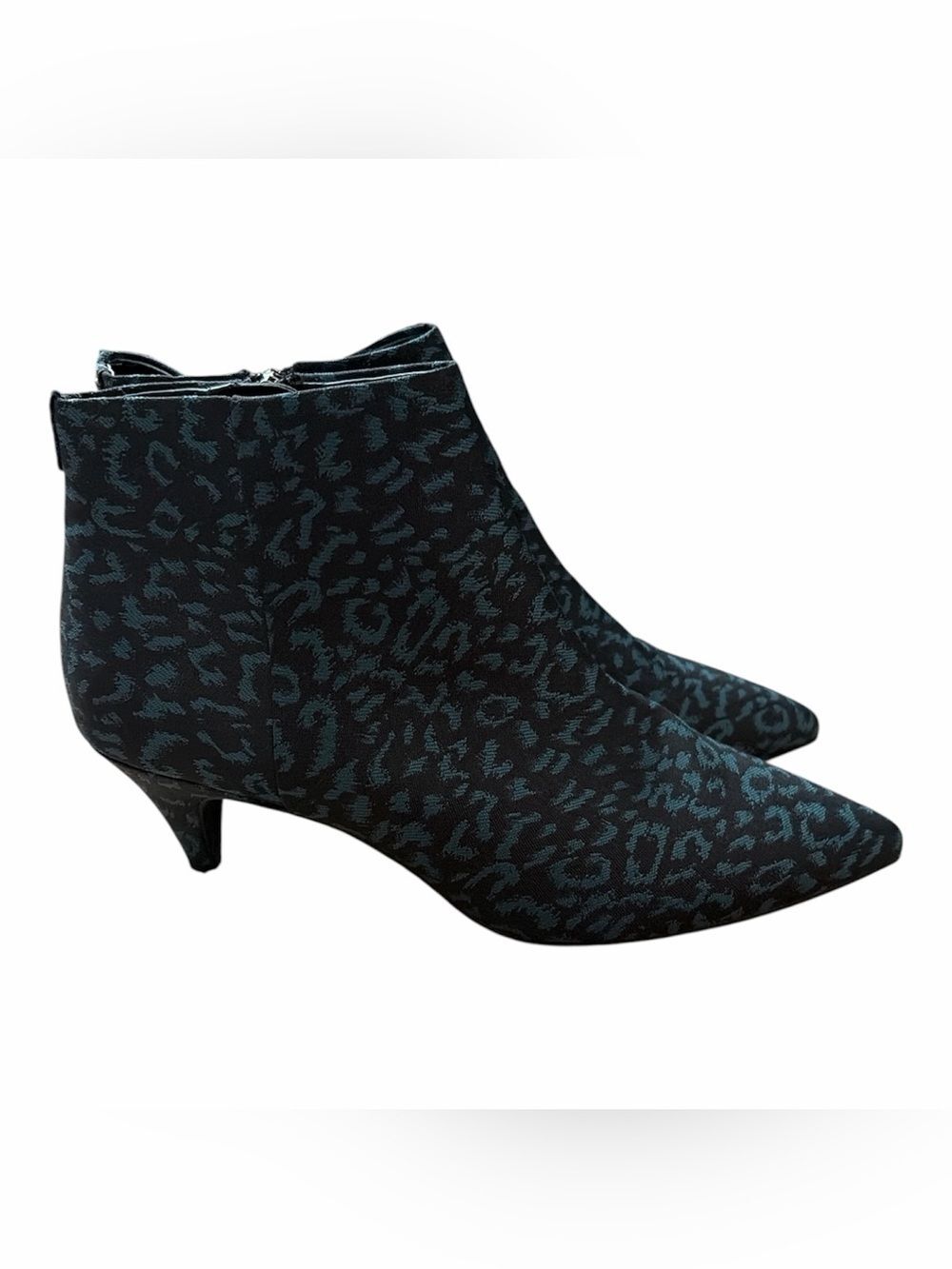 Sam Edelman Circus Black Blue Kirby Leopard Print Heeled Pointed Toe Bootie 8